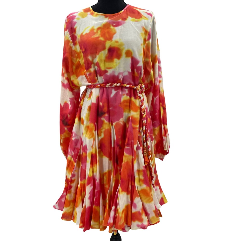Alex Marie Riley Floral Dress‎ Cream Red Watercolor Fit Flare 23891DR0425 NWT 10